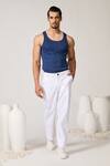 Buy_S&N by Shantnu Nikhil_White Linen Solid Trouser _at_Aza_Fashions