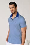 Shop_S&N by Shantnu Nikhil_Blue Crepe Jersey Printed Sartorial Geometric T-shirt _Online_at_Aza_Fashions