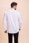 Shop_AMIT ARORA_White Cotton Knit Placement Patch Panel Work Shirt _at_Aza_Fashions