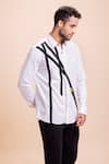 Buy_AMIT ARORA_White Cotton Knit Placement Patch Panel Work Shirt _Online_at_Aza_Fashions