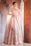 Aariyana Couture_Pink Lehenga And Blouse Silk Organza Hand Gardens Of Palace Bridal Set _at_Aza_Fashions