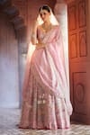 Shop_Aariyana Couture_Pink Lehenga And Blouse Silk Organza Hand Gardens Of Palace Bridal Set 