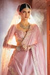 Aariyana Couture_Pink Lehenga And Blouse Silk Organza Hand Gardens Of Palace Bridal Set _Online