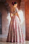 Buy_Aariyana Couture_Pink Lehenga And Blouse Silk Organza Hand Gardens Of Palace Bridal Set _Online