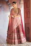 Aariyana Couture_Maroon Lehenga And Blouse Bamber Silk Embroidered Floral Zardozi Bridal Set _Online