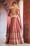 Buy_Aariyana Couture_Maroon Lehenga And Blouse Bamber Silk Embroidered Floral Zardozi Bridal Set _at_Aza_Fashions