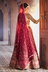 Aariyana Couture_Maroon Lehenga And Blouse Bamber Silk Embroidered Floral Zardozi Bridal Set _Online_at_Aza_Fashions