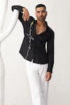 Buy_Seven_Black Cotton Embroidered Heart Beat Shirt _at_Aza_Fashions