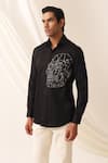 Buy_Seven_Black Cotton Embroidered Head Graphic Motif Detailed Shirt _at_Aza_Fashions