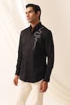 Buy_Seven_Black Cotton Embroidered Serpent Motif Shirt _at_Aza_Fashions