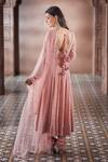 Aariyana Couture_Peach Anarkali Double Georgette Embroidered Pearl Work Scoop U Neck Set _Online_at_Aza_Fashions