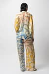 Shop_Forty Four_Multi Color Satin Digital Print Abstract Shirt Lapel Breeze And Pant Set _at_Aza_Fashions