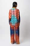 Shop_Forty Four_Multi Color Satin Digital Print Geometric Shirt Lapel Collar And Pant Set _at_Aza_Fashions