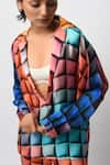 Buy_Forty Four_Multi Color Satin Digital Print Geometric Shirt Lapel Collar And Pant Set 