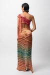 Shop_Forty Four_Multi Color Satin Digital Print Abstract Dress Tie Cowl Draped With Bralette _at_Aza_Fashions