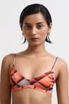 Forty Four_Multi Color Satin Digital Print Geometric Dress Tie Up Backless With Bralette _at_Aza_Fashions