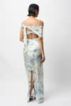 Shop_Forty Four_White Satin Digital Print Mosaic Dress Tie Up Backless With Bralette _at_Aza_Fashions