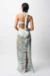 Buy_Forty Four_White Satin Digital Print Mosaic Dress Tie Up Backless With Bralette _Online_at_Aza_Fashions