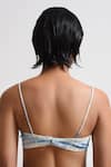 Shop_Forty Four_White Satin Digital Print Mosaic Dress Tie Up Backless With Bralette 