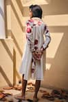 Shop_Kharakapas_Off White Cotton Mul Print Bold Bloom Collar Neck Shirt Dress _at_Aza_Fashions