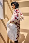 Shop_Kharakapas_Off White Cotton Mul Print Bold Bloom Collar Neck Shirt Dress _Online_at_Aza_Fashions