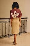 Shop_Kharakapas_Beige Twill Solid Envelope Pencil Midi Skirt _at_Aza_Fashions