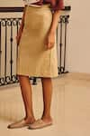 Buy_Kharakapas_Beige Twill Solid Envelope Pencil Midi Skirt _Online_at_Aza_Fashions