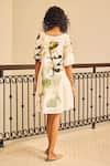 Shop_Kharakapas_Off White Cotton Mul Print Abstract Foliage Round The Glory Dress _at_Aza_Fashions