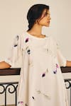 Kharakapas_Off White Cotton Mul Print Abstract Floral Round The Sanguine Dress _at_Aza_Fashions