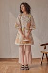 Buy_Khamaj India_Pink Inner Cotton Hand Embroidered Applique Round Merlin Kurta _Online_at_Aza_Fashions