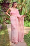 Buy_Jade By Ashima_Pink Heavy Dull Crepe Printed Floral Dahlia Pre-draped Saree With Blouse _at_Aza_Fashions