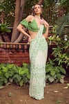 Buy_Jade By Ashima_Green Heavy Dull Crepe Printed Lush Leafage Pre-draped Saree With Blouse _at_Aza_Fashions