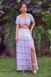 Buy_Jade By Ashima_Blue Heavy Dull Crepe Printed Floral Midnight Meadow Crop Top And Skirt Set _at_Aza_Fashions