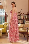 Shop_Rasasvada_Pink Georgette Print Tropical Sequin Wonder And Embellished Maxi Dress _at_Aza_Fashions