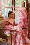 Shop_Rasasvada_Pink Georgette Print Tropical Sequin Wonder And Embellished Maxi Dress _Online_at_Aza_Fashions