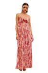 Rasasvada_Pink Georgette Print Tropical Sequin Wonder And Embellished Maxi Dress _at_Aza_Fashions