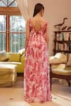 Shop_Rasasvada_Pink Georgette Print Tropical Sequin Round Neck Bloom And Embellished Maxi Dress _at_Aza_Fashions