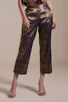 Buy_Rasasvada_Purple Dupion Silk Woven Bird Garden Open Embroidered Crop Jacket Pant Set _Online_at_Aza_Fashions