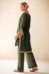 Shop_Rasasvada_Green Chanderi Embroidery Ivy Vine Mandarin Collar Kurta Pant Set _Online_at_Aza_Fashions