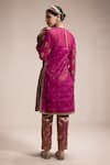 Shop_Rasasvada_Magenta Organza Embroidery Floral Round Flower Kurta And Pant Set _at_Aza_Fashions