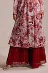 Buy_Rasasvada_Maroon Chiffon Embroidery Floral Round Flower Bloom Print Kurta With Sharara _Online_at_Aza_Fashions