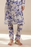 Rasasvada_Blue Chanderi Print Floral Round Flower Kurta With Pant _Online_at_Aza_Fashions