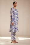 Buy_Rasasvada_Blue Chanderi Print Floral Round Flower Kurta With Pant _Online_at_Aza_Fashions