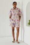 Shop_Sage Saga_Yellow Linen Printed Hot Air Balloon Shirt Collar Antalya With Shorts _Online_at_Aza_Fashions