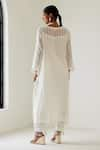 Shop_Sage Saga_White Linen Woven Stripe Kurta V-neck Antalya Palazzo Set _at_Aza_Fashions