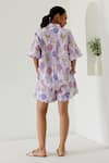 Shop_Sage Saga_Purple Linen Printed Hot Air Balloon Shirt Collar Riviera With Shorts _at_Aza_Fashions