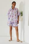 Buy_Sage Saga_Purple Linen Printed Hot Air Balloon Shirt Collar Riviera With Shorts _Online_at_Aza_Fashions