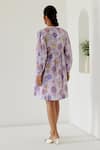 Shop_Sage Saga_Purple Linen Printed Sage Mandarin Collar Riviera Yoked Dress _at_Aza_Fashions