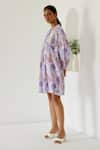 Buy_Sage Saga_Purple Linen Printed Sage Mandarin Collar Riviera Yoked Dress _Online_at_Aza_Fashions