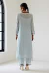 Shop_Sage Saga_Blue Linen Woven Stripe Kurta V-neck Riviera Palazzo Set _at_Aza_Fashions